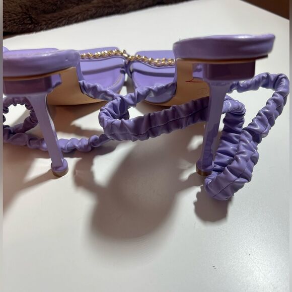 🌸SHEIN pink purple chain open toe elastic strappy high heel mule shoe size 8 - Picture 12 of 15